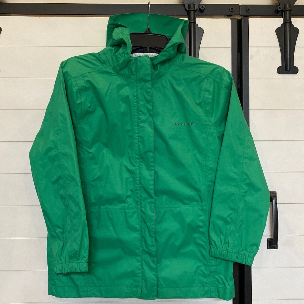Vineyard Vines Lightweight Hooded Rain Jacket Green Large 12
